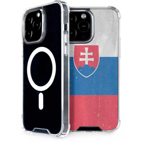 Slovakia Flag Distressed iPhone 14 Pro Max MagSafe Case